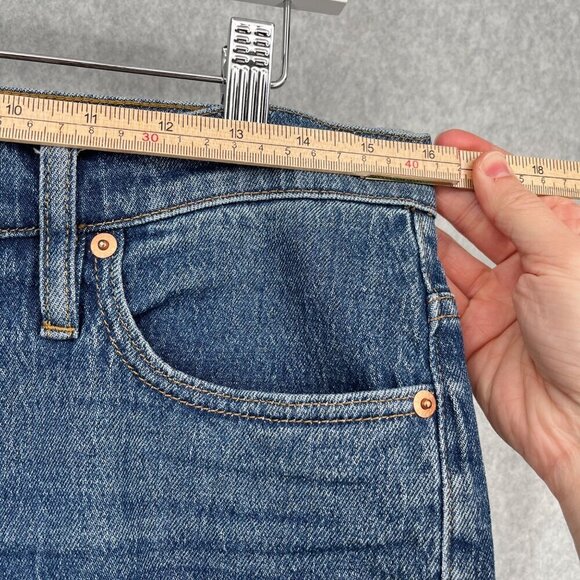 J Crew Womens Demi Boot Cut Crop Jean Size 30 Blue Denim Exposed Button Fly - Picture 10 of 14